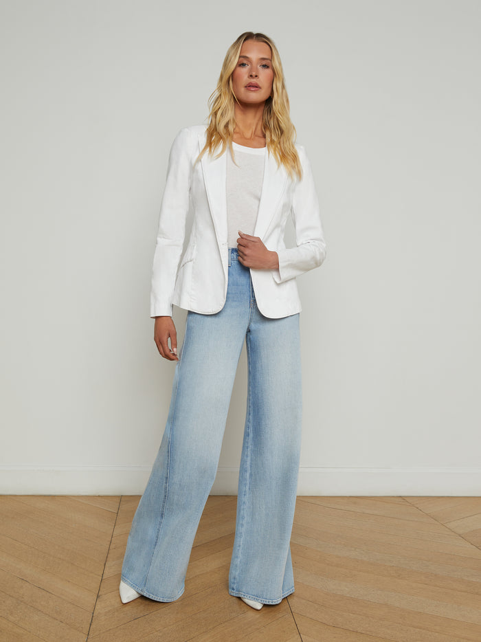 L'agence Blazer En Denim Baldwin Blanc