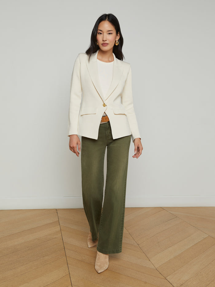 L'agence Blazer En Maille Chamberlain Ivory/Gold