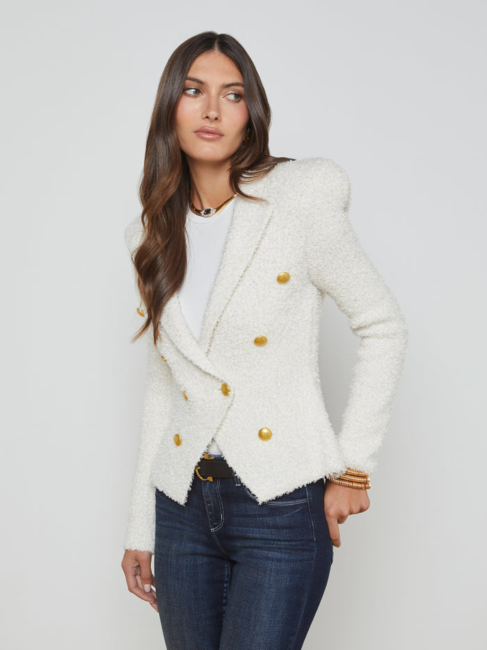 L'agence Blazer En Tricot Bethany Ivory/Gold