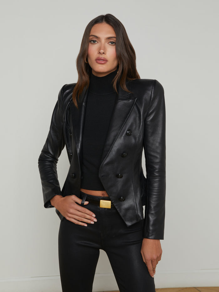 L'agence Blazer Fuselé En Cuir Bethany Black