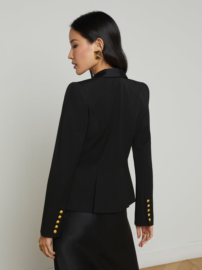 L'agence Blazer Imogen à Revers En Satin Black