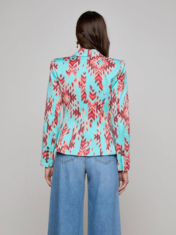 L'agence Blazer Marie Pool Blue Multi Ganado Print