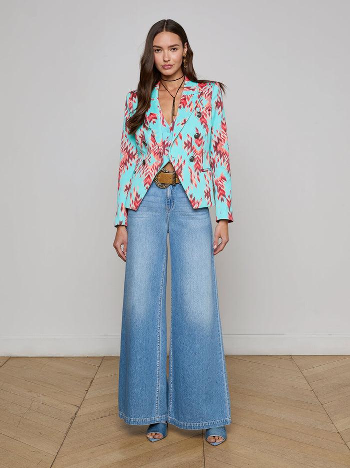 l'agence Blazer Marie Pool Blue Multi Ganado Print