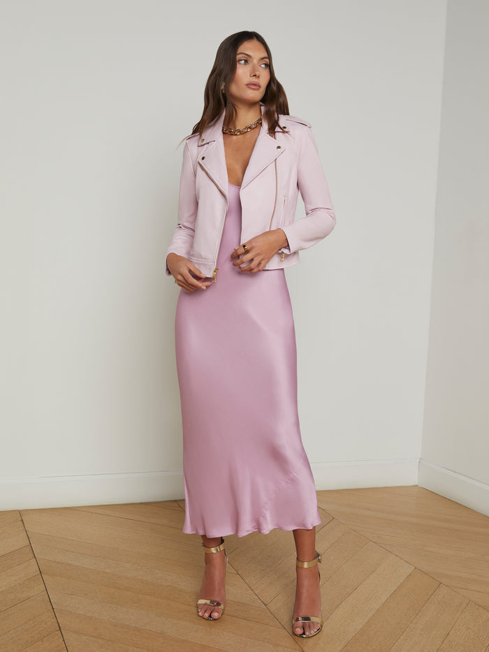 L'agence Blouson En Cuir Biker Pale Orchid