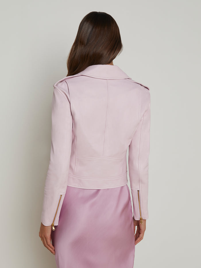 L'agence Blouson En Cuir Biker Pale Orchid
