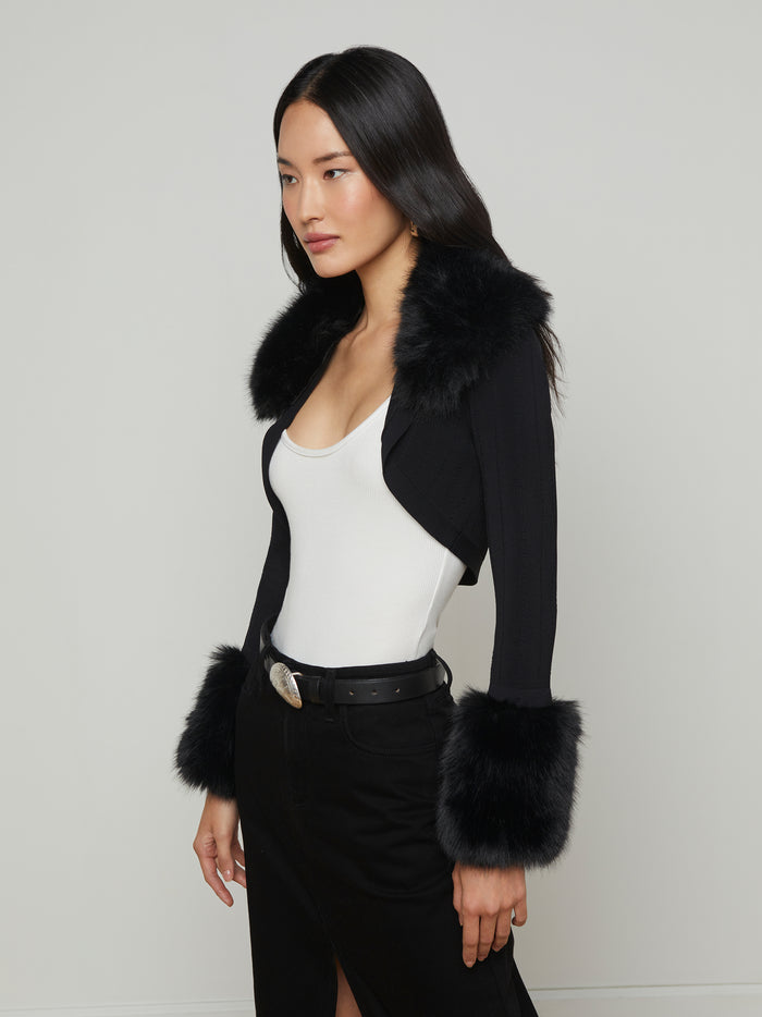 l'agence Boléro en fourrure synthétique Haru Black