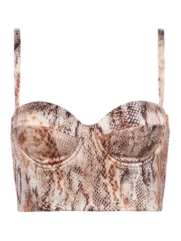 L'agence Bralette Sonya Tan Multi Western Snake