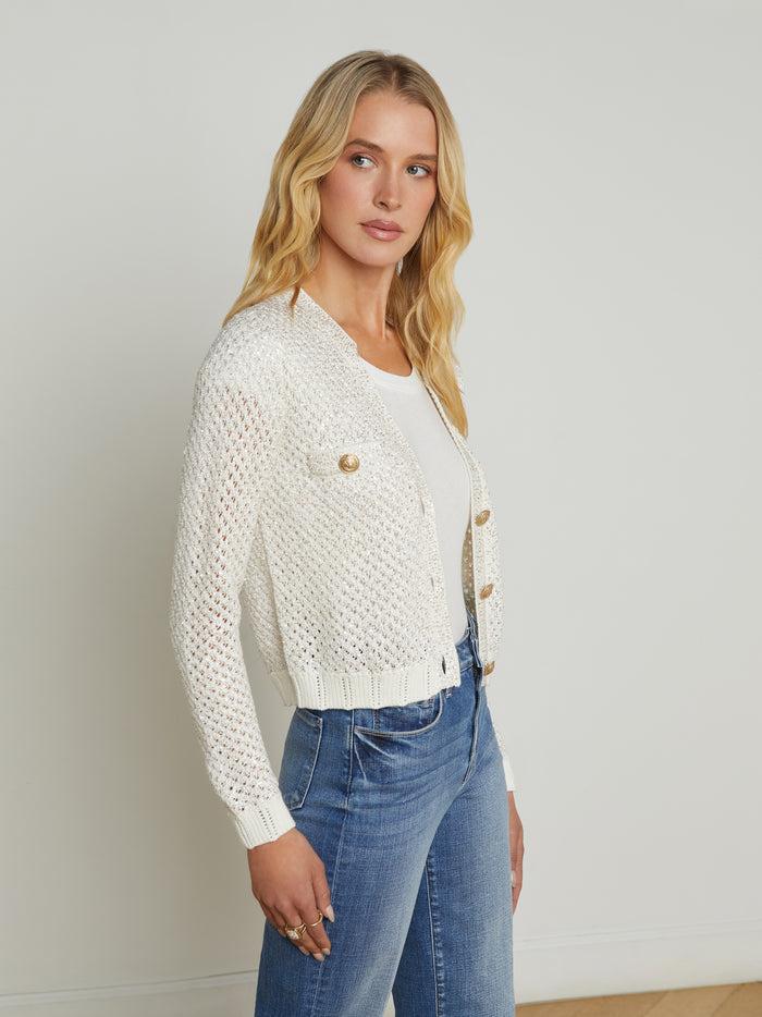 L'agence Cardigan à Sequins Blanca Ivory/Gold