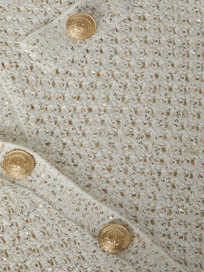 l'agence Cardigan à sequins Blanca Ivory/Gold