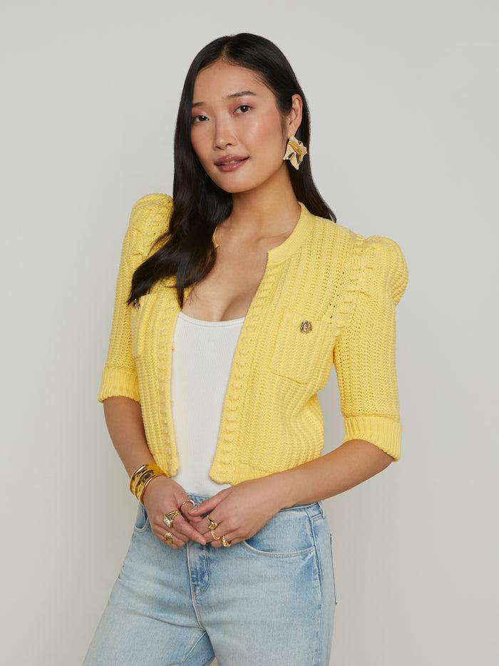 l'agence Cardigan court Delilah Pale Yellow
