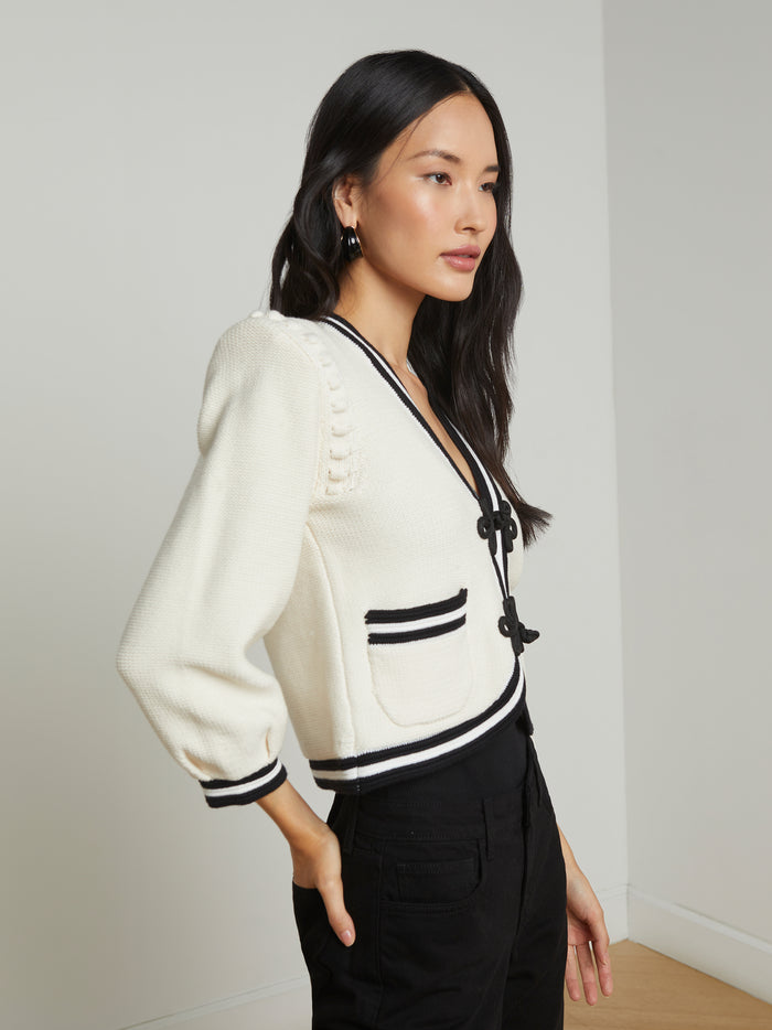 L'agence Cardigan Court Kaito Ivory/Black
