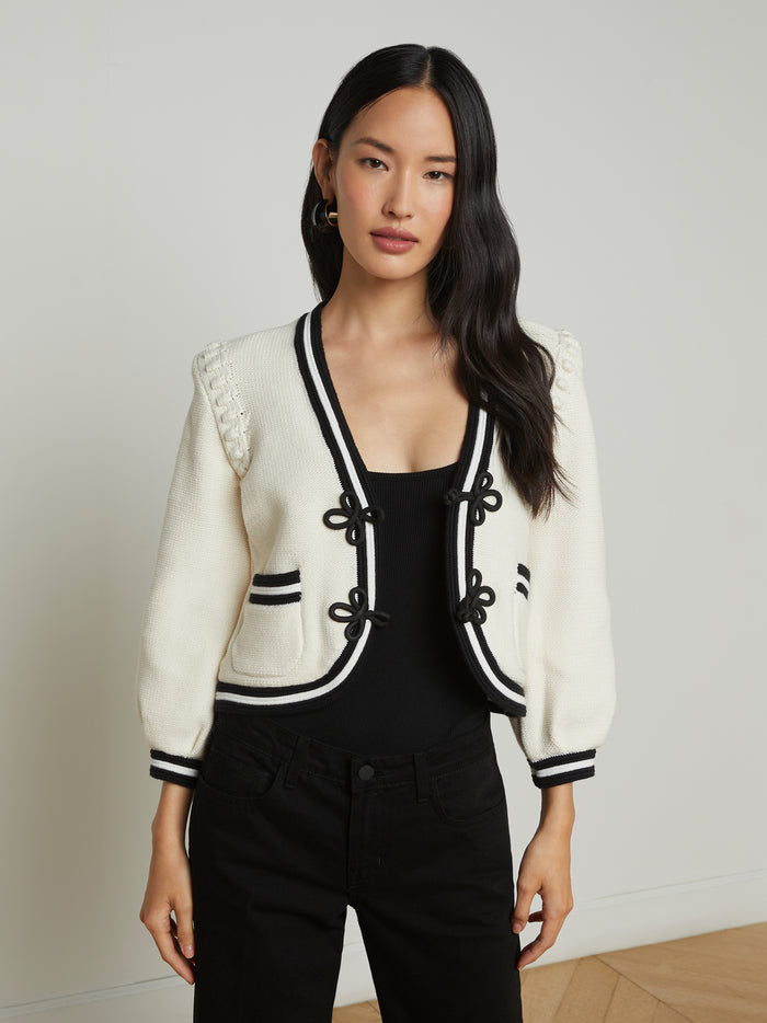 l'agence Cardigan court Kaito Ivory/Black