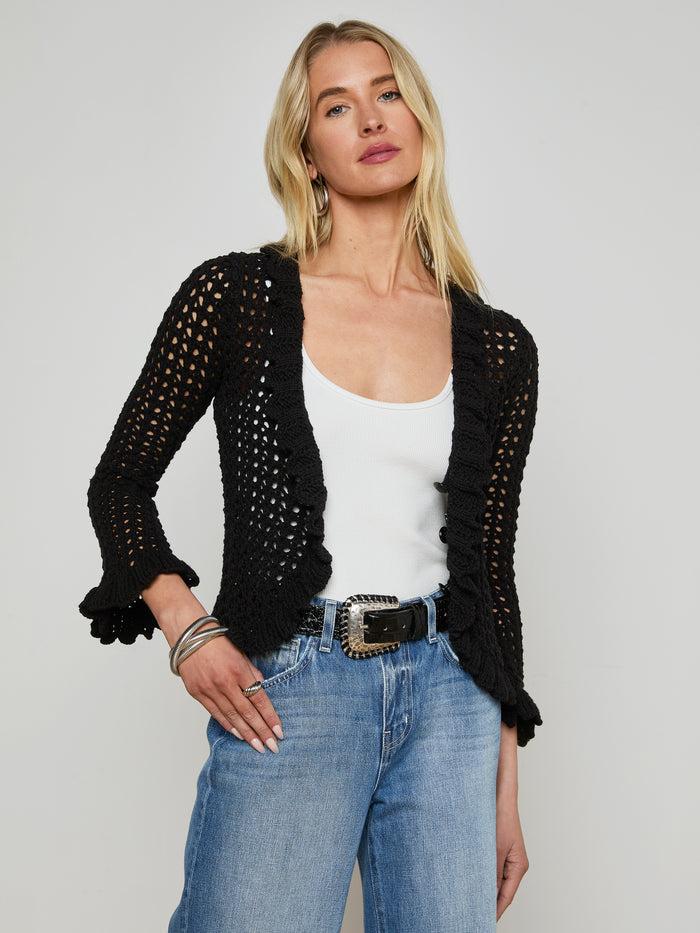 L'agence Cardigan Crocheté Solaris Black