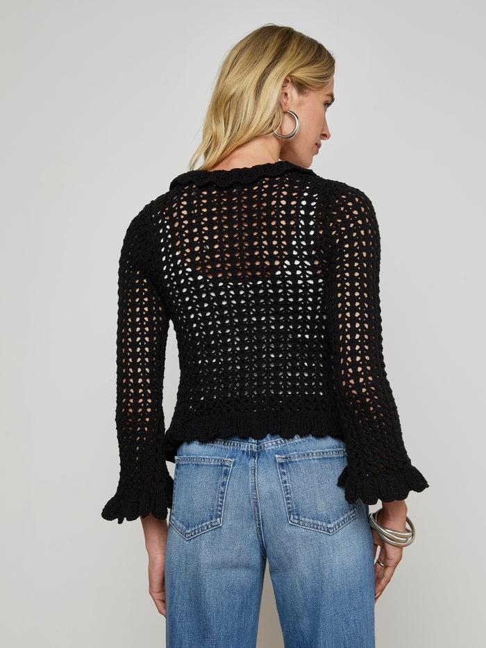 L'agence Cardigan Crocheté Solaris Black