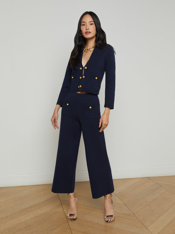 L'agence Cardigan En Maille Catie Midnight/Gold