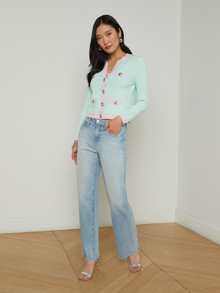 L'agence Cardigan Estefania Pale Jade/Pink