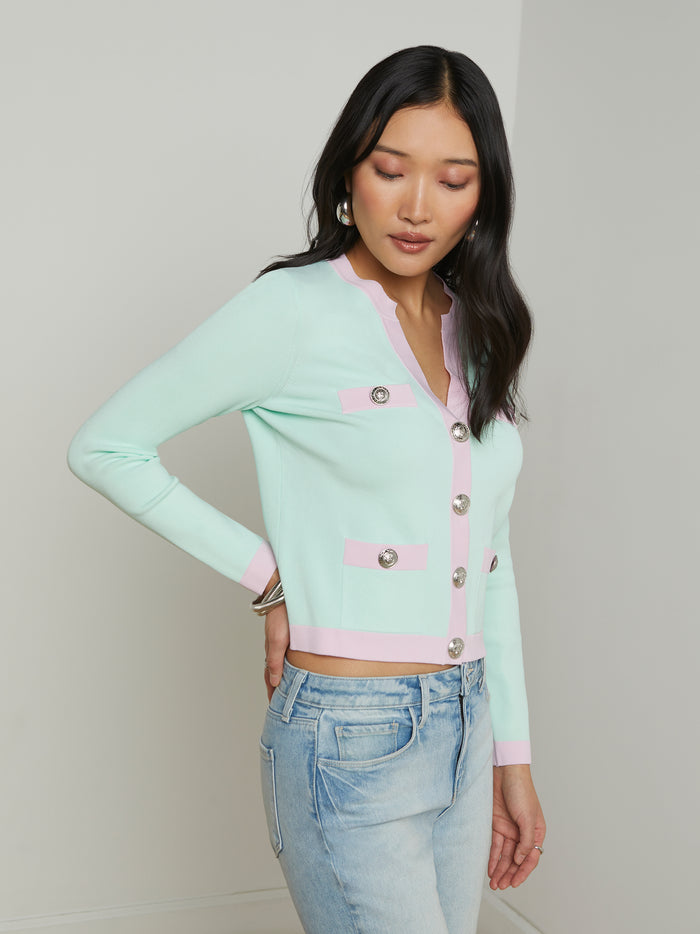l'agence Cardigan Estefania Pale Jade/Pink