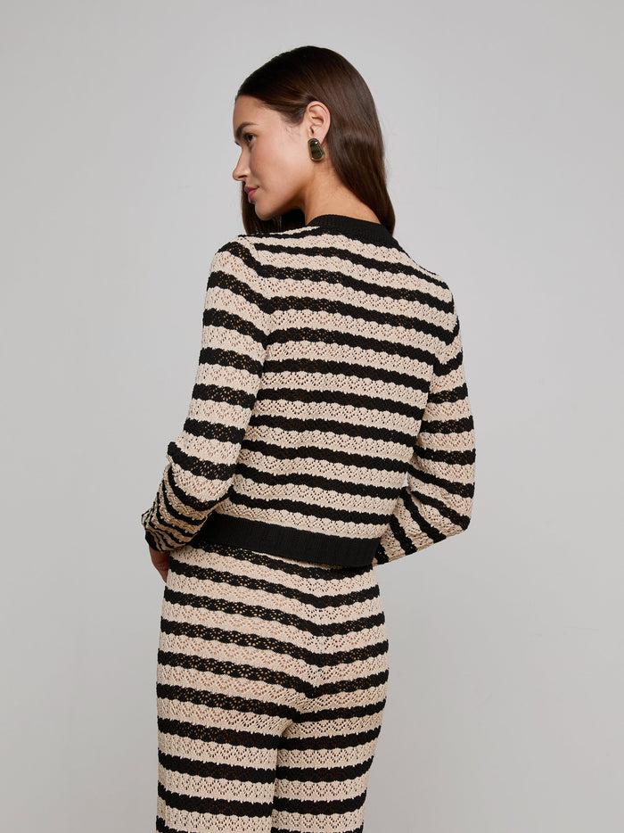 L'agence Cardigan Orla Black/Natural Stripe