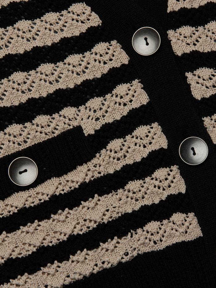 L'agence Cardigan Orla Black/Natural Stripe