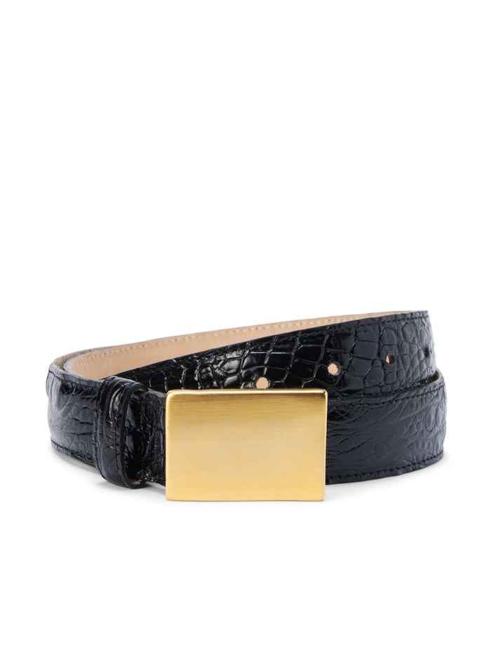 L'agence Ceinture Amerie Black Croc Embossed