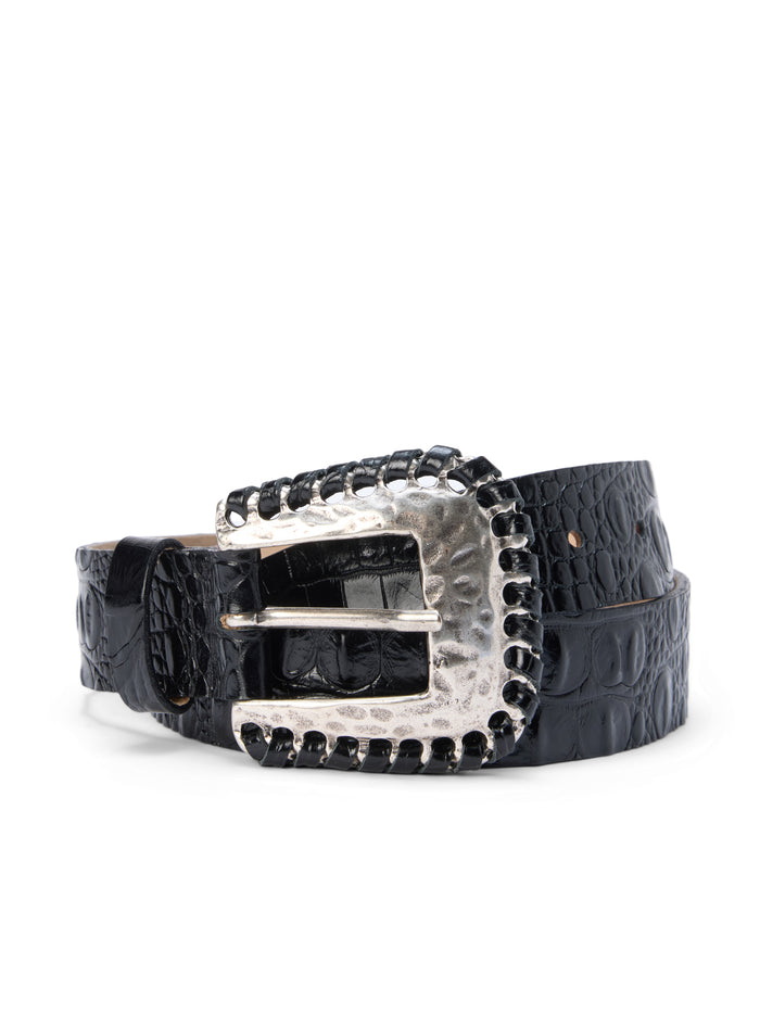 L'agence Ceinture Brisa Black Croc Embossed