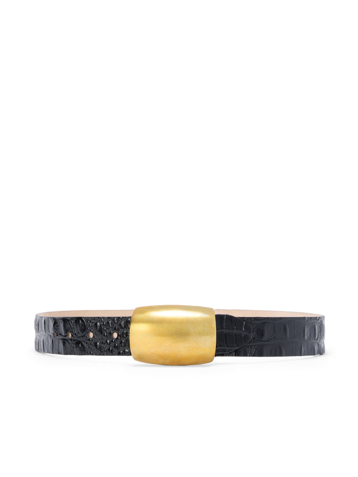 l'agence Ceinture Milou Black Croc Embossed/Gold