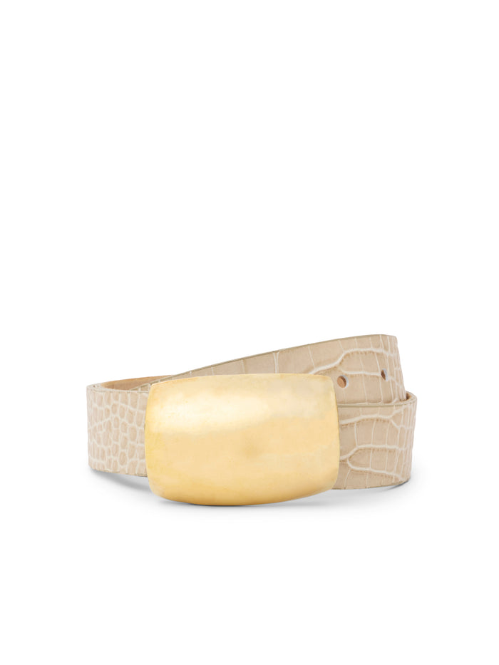 L'agence Ceinture Milou Ivory Croc Embossed