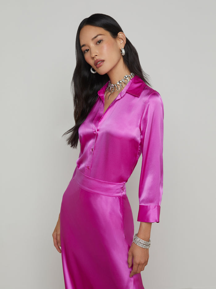l'agence Chemisier en soie Dani Bright Purple