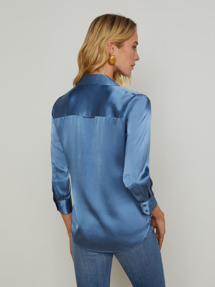 L'agence Chemisier En Soie Dani Harbor Blue