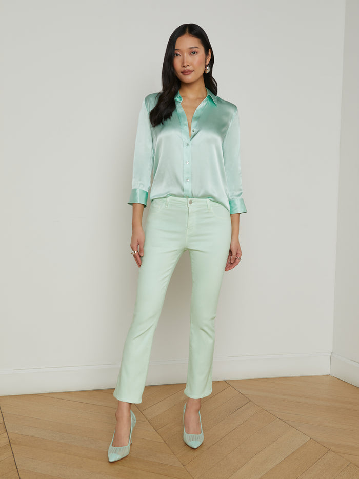 L'agence Chemisier En Soie Dani Pale Jade