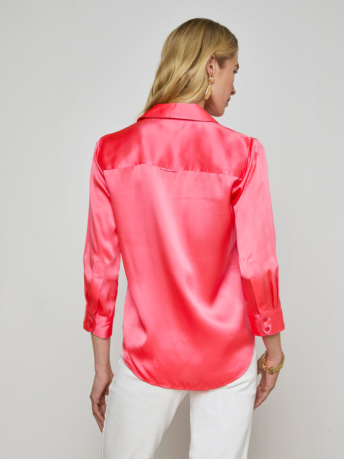 L'agence Chemisier En Soie Dani Pop Coral