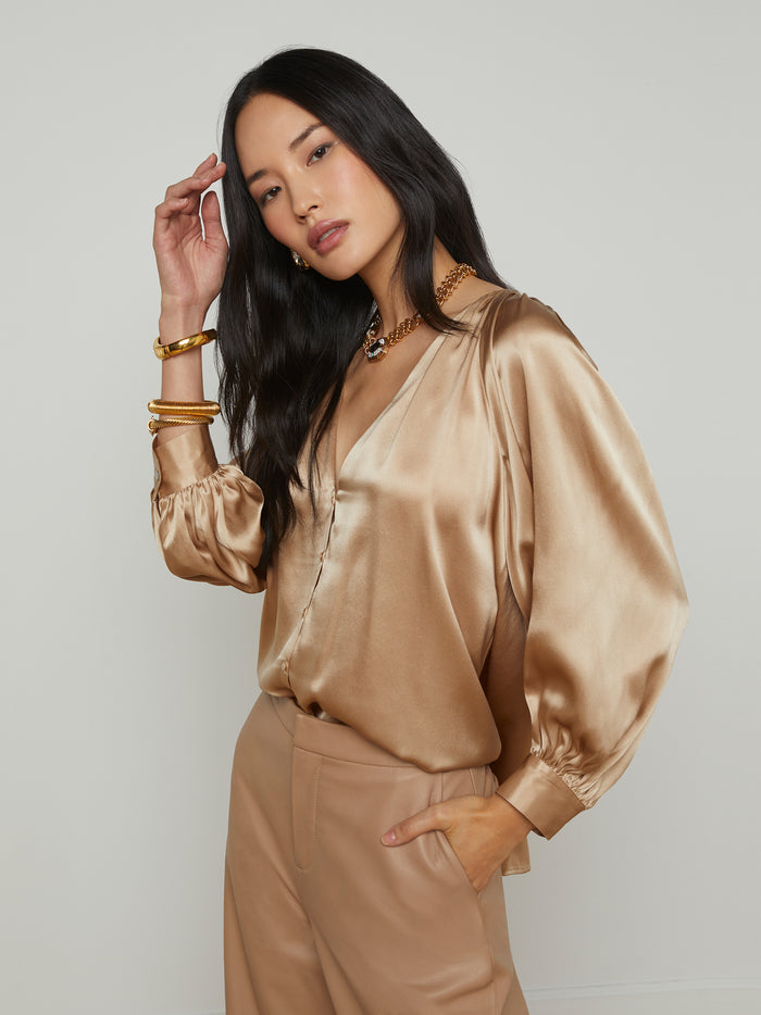 l'agence Chemisier en soie Kaili Almond