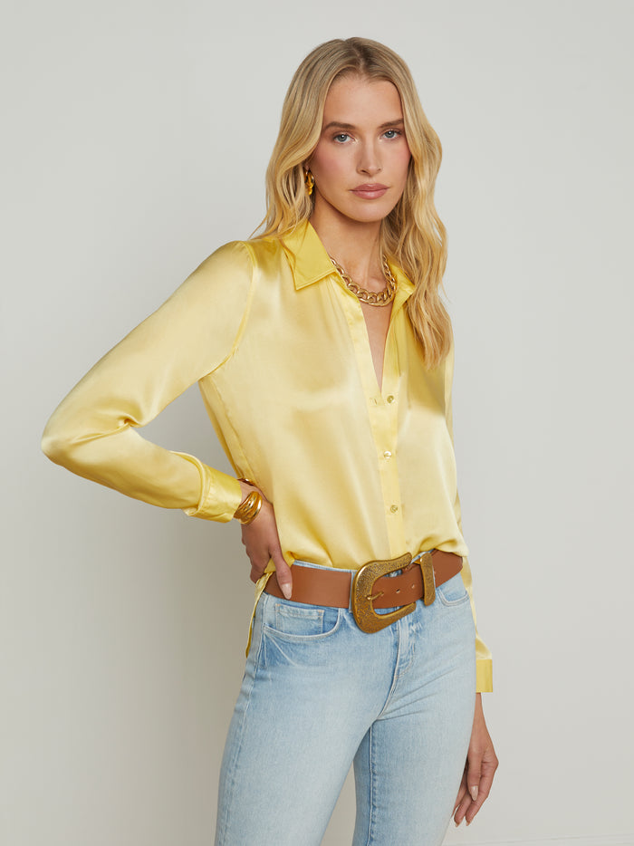 l'agence Chemisier en soie Tyler Pale Yellow