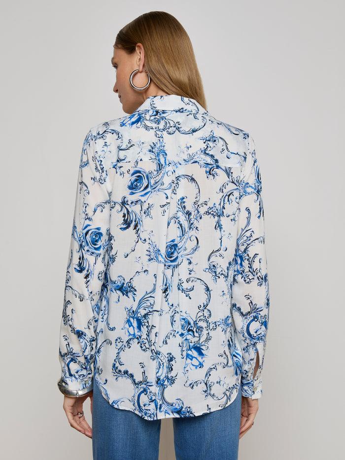 L'agence Chemisier Holly White/Blue Baroque Swirl