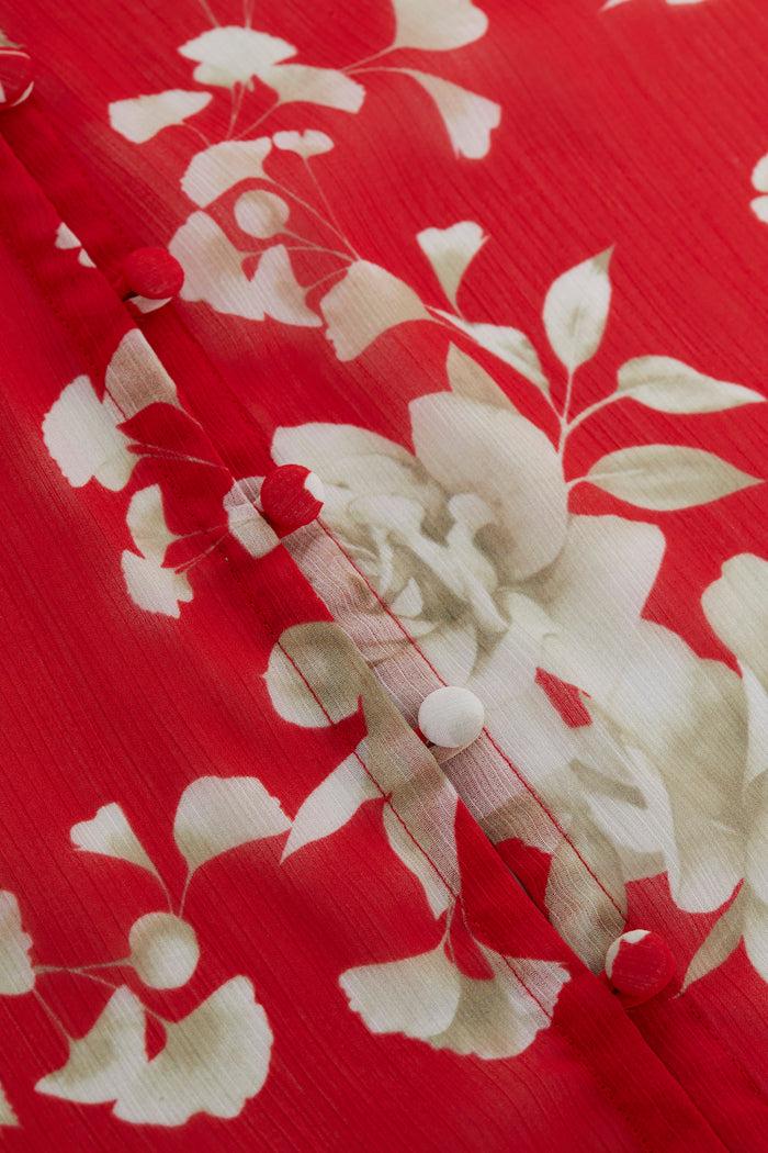 l'agence Chemisier Teagan Red/Ivory Ikebana