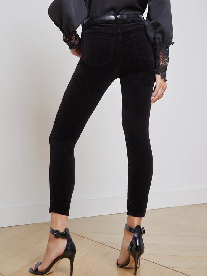 L'agence Jean Skinny En Velours 7/8 Margot Noir
