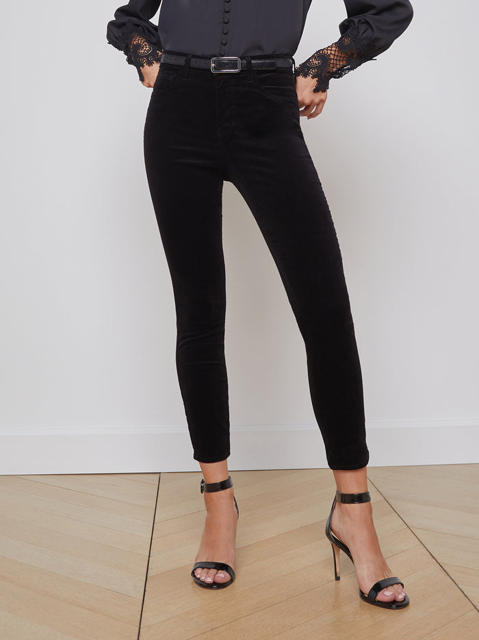 l'agence Jean skinny en velours 7/8 Margot Noir