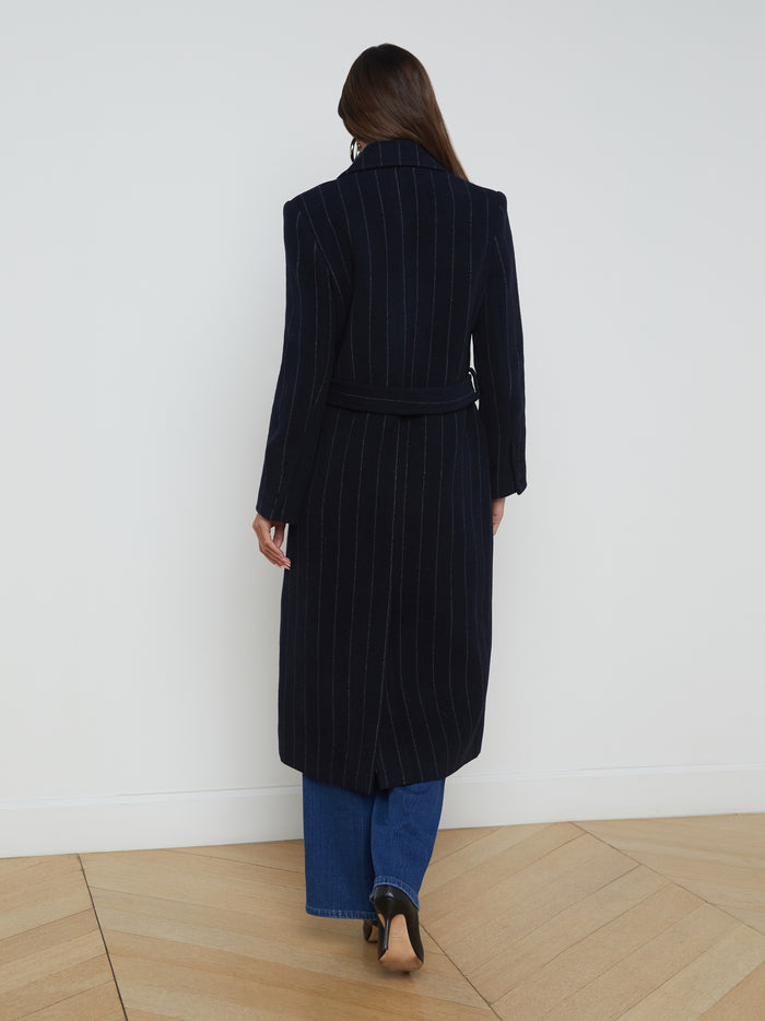 L'agence Manteau Olina Midnight/Ivory Pinstripe