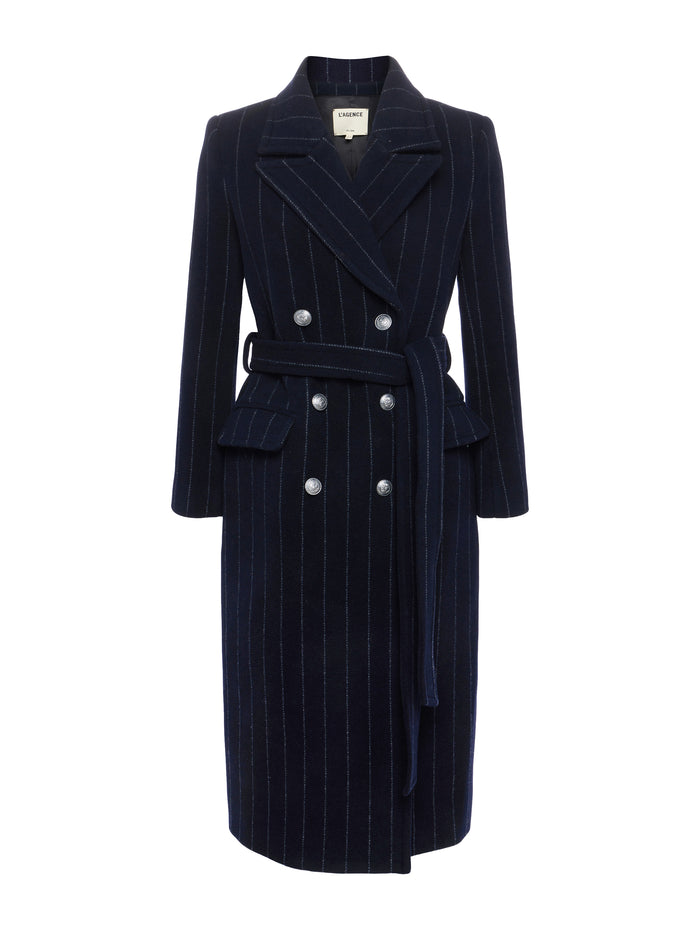 L'agence Manteau Olina Midnight/Ivory Pinstripe
