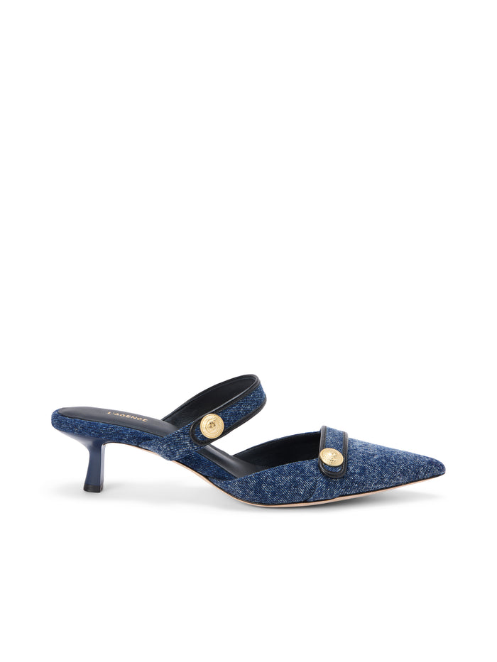 L'agence Mule En Denim Gilliane Dark Denim