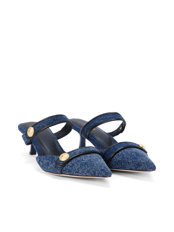 l'agence Mule en denim Gilliane Dark Denim