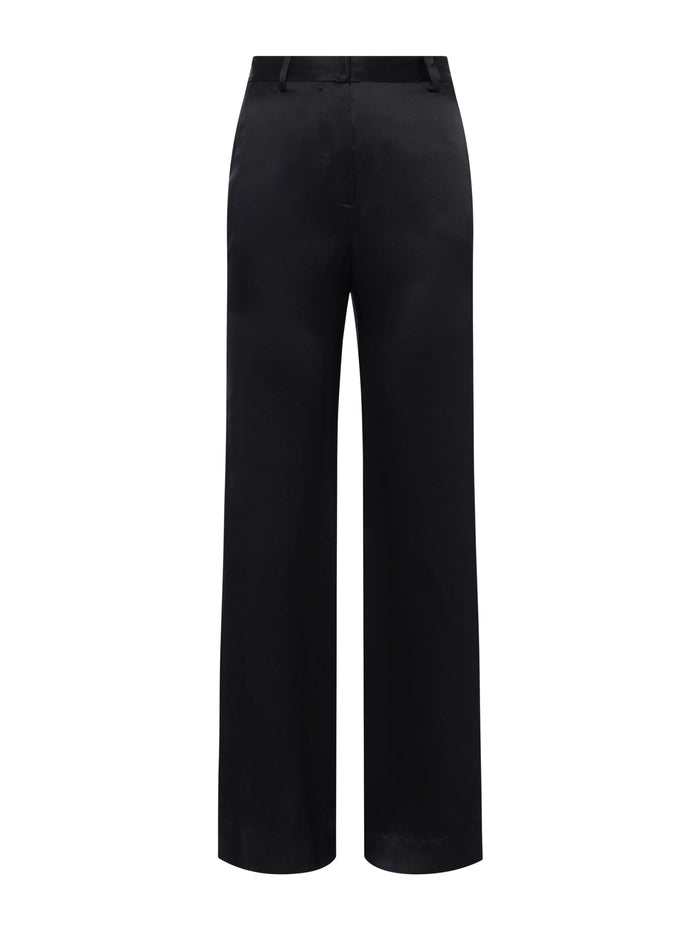 L'agence Pantalon Ample En Soie Pilar Black Silk