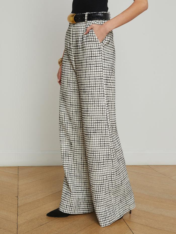 L'agence Pantalon Ample En Tweed Pilar Ecru/Black
