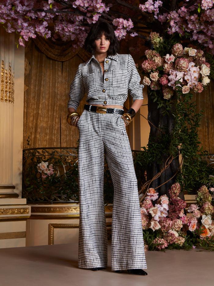 L'agence Pantalon Ample En Tweed Pilar Ecru/Black