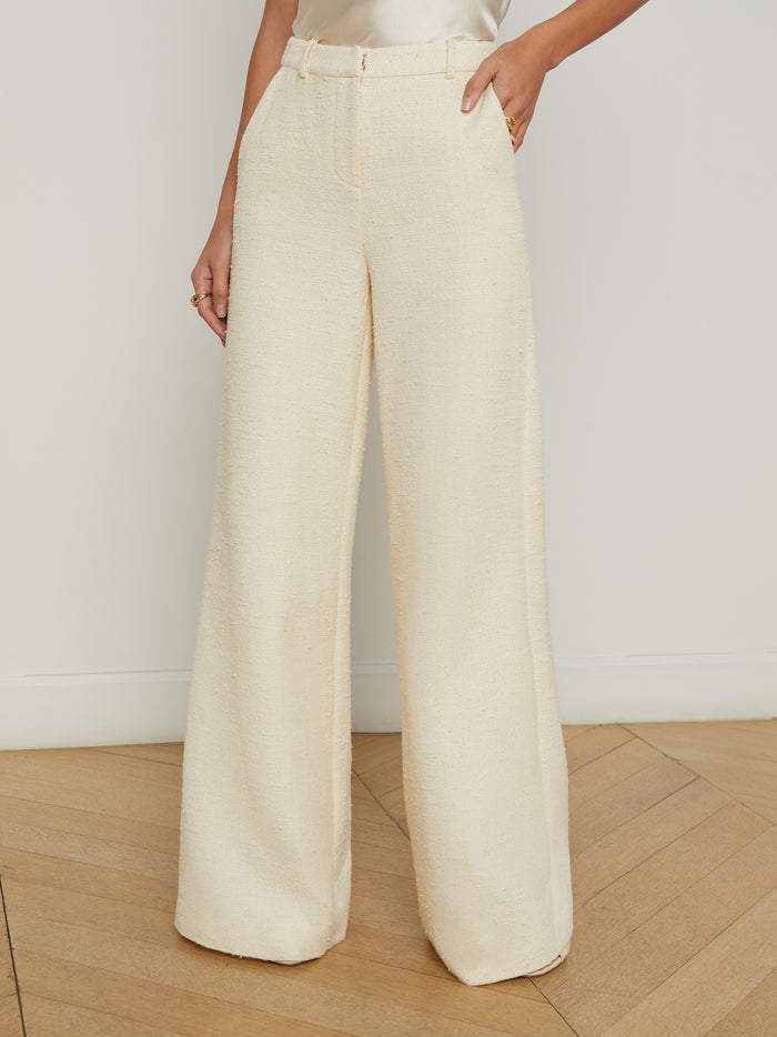 l'agence Pantalon ample en tweed Pilar Light Pearl
