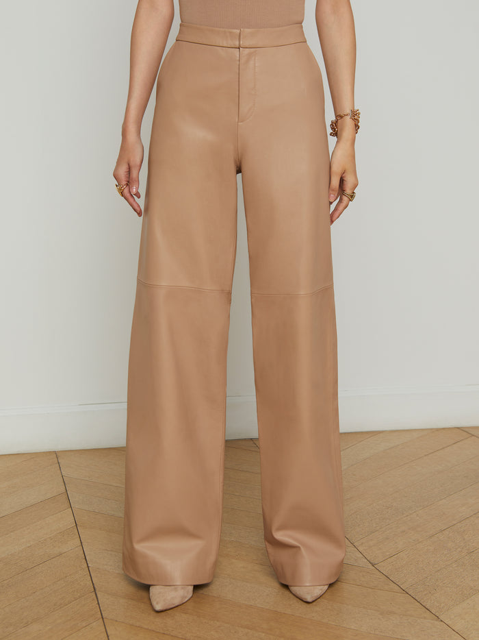 l'agence Pantalon en cuir Livvy Cappuccino