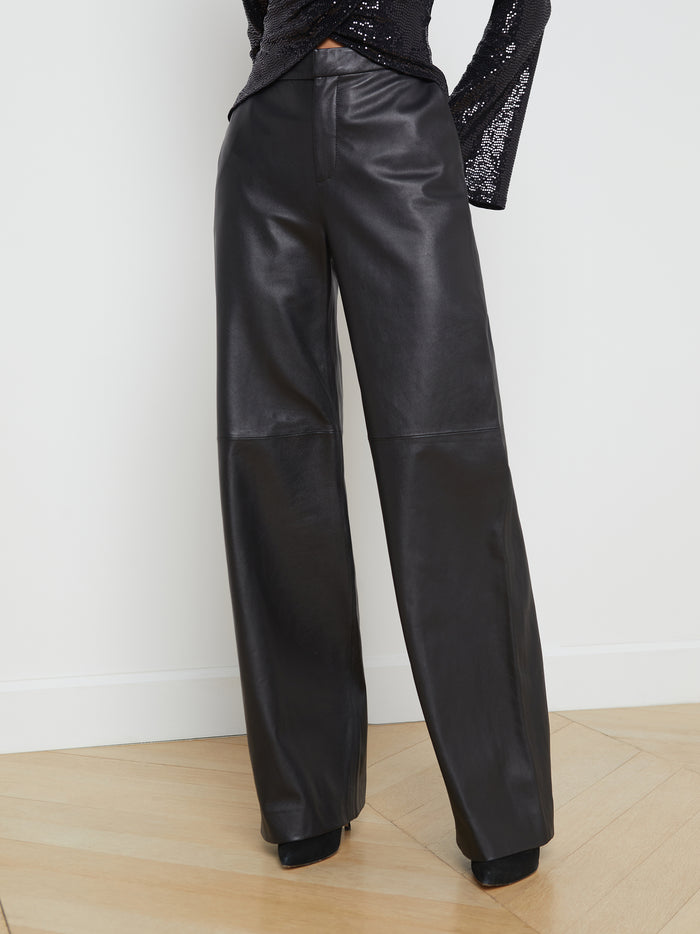 l'agence Pantalon en cuir Livvy Noir