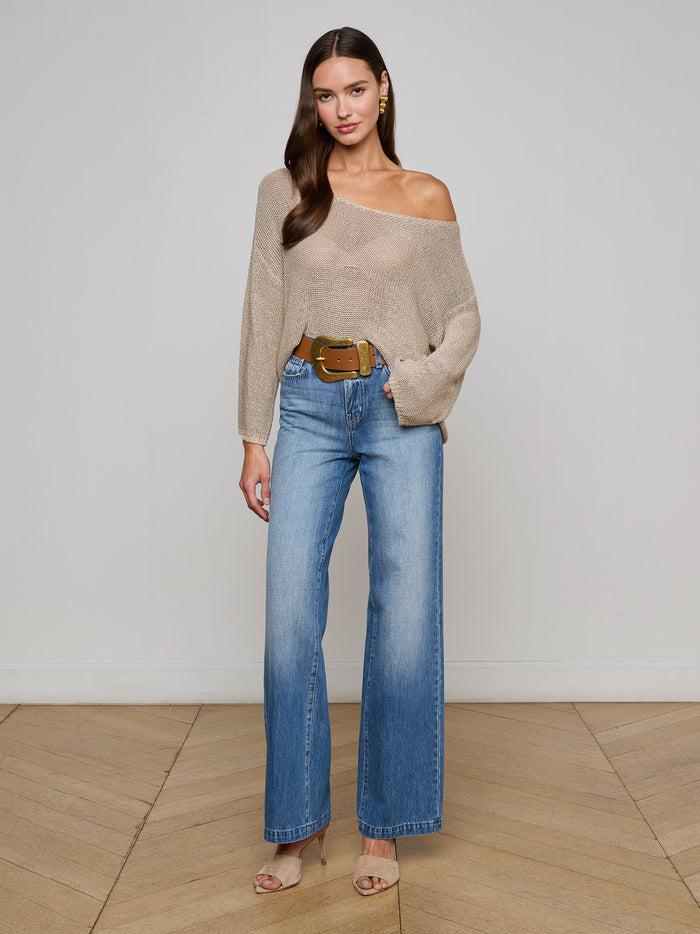 l'agence Pull en maille ajourée Ethan Taupe