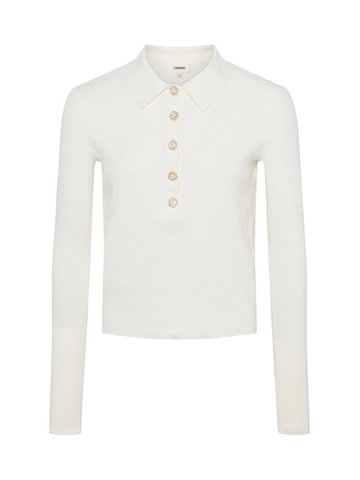L'agence Pull Sterling Ivory/Jewel Button