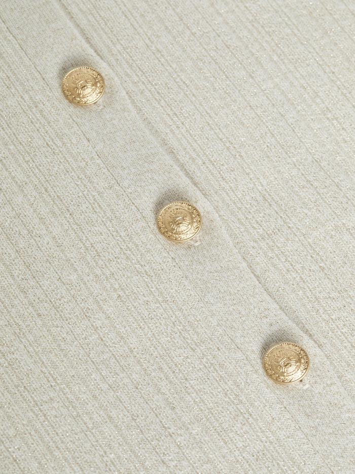 L'agence Robe Côtelée Kyra Ivory Gold Lurex/Gold